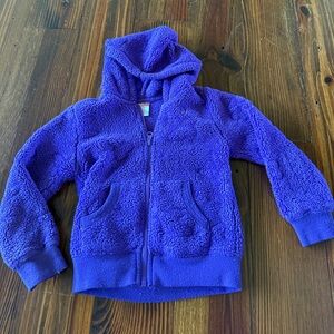 Kids Plush Hooded Zip-Up Jacket - Deep Purple